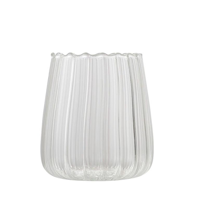 Qitai Ins Style Heat-Resistant Borosilicate Glass Coffee Mugs, 450ml (Set of 2)