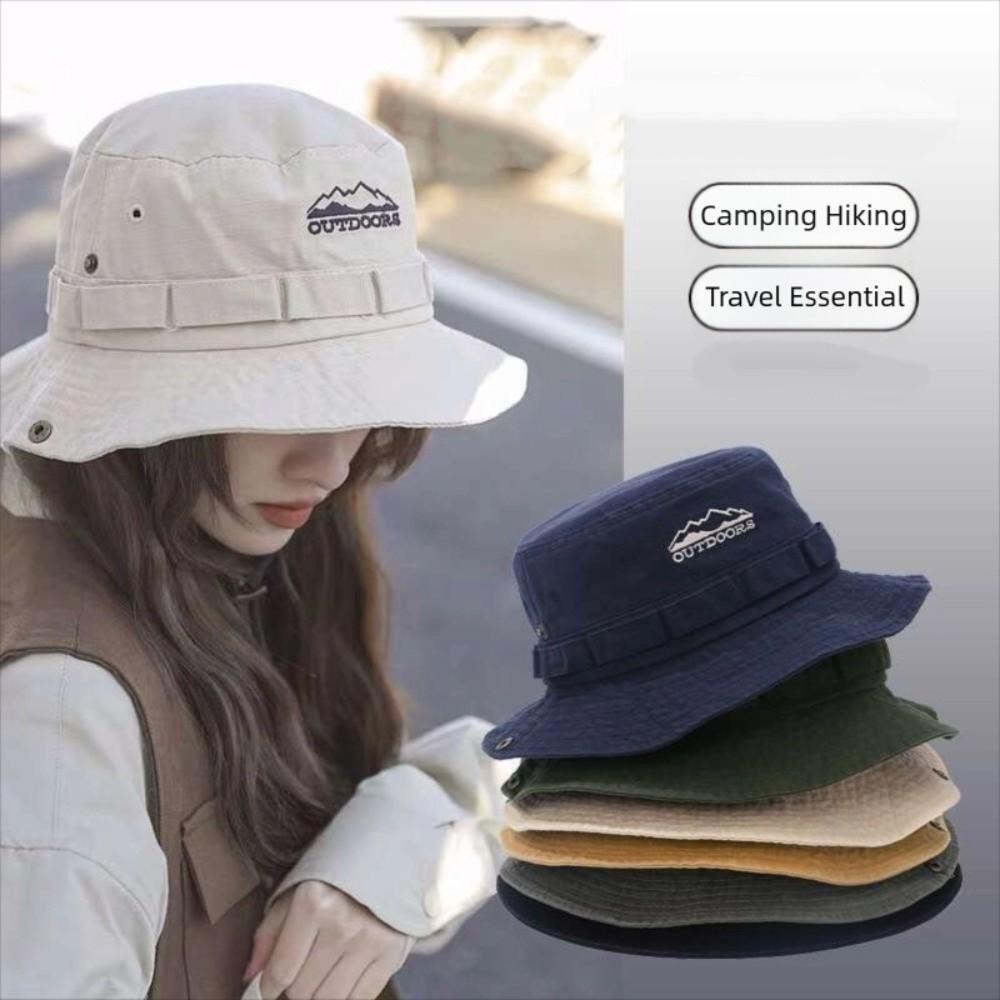 Mountain Range Embroidery Travel Hat Solid Color Sunscreen Hats Fashion Mountaineering Hat  Hiking