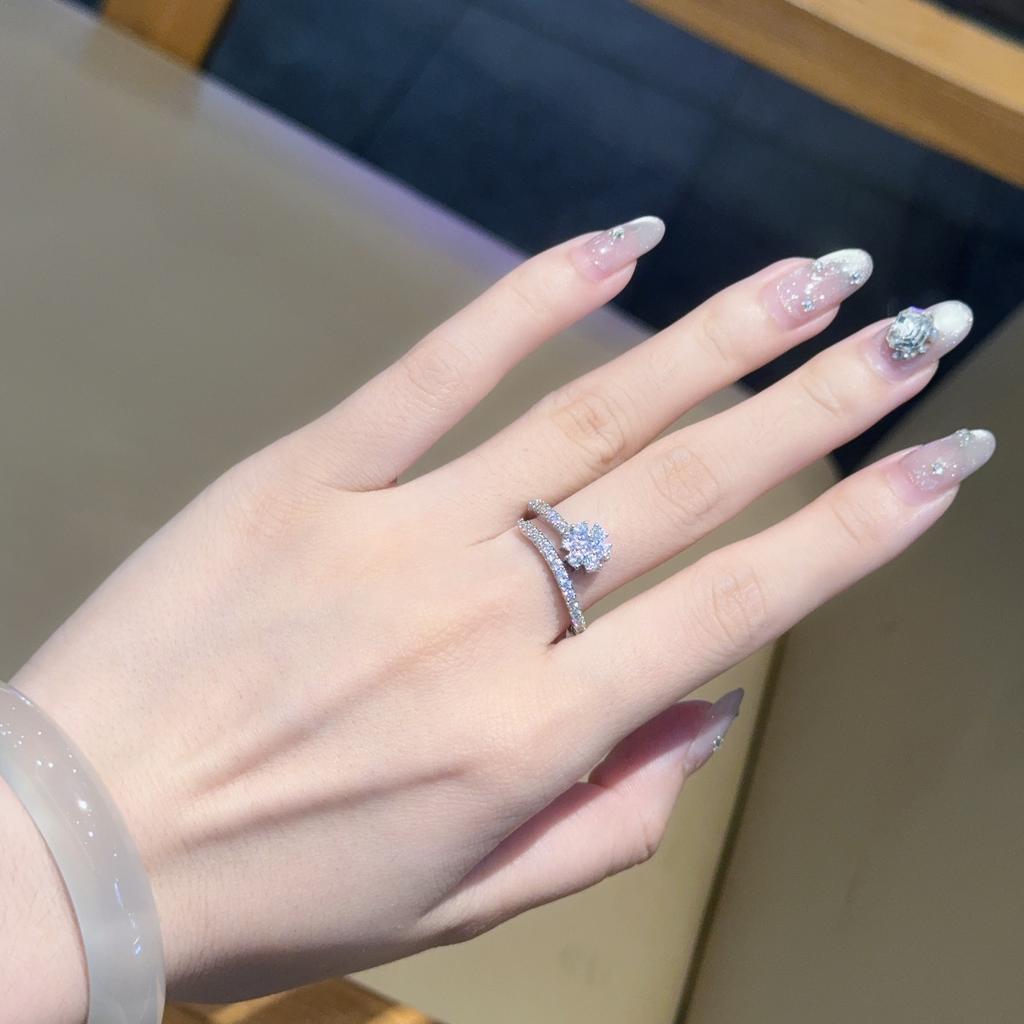 Seiko Flower-Shaped Ring, Female Lace Design, High-End Sense Opening Adjustable Light Luxury Exquisite Index Finger Ring