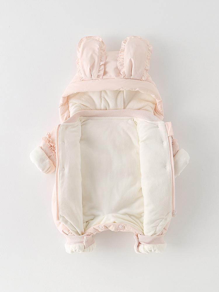 90% Weiße Entendaunen Baby Mädchen Winter Strampler - Leicht, Fleece-gefüttert, Verdickt zum Krabbeln im Freien