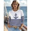 Women's T Shirt Print Graphic Geometric Ocean Vintage Fashion Stylish Long Sleeve Crew Neck Regular Tops