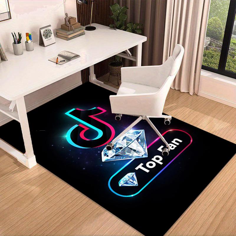 Neon Tiktok Logo Art Area Rug for Office, Chair Rug, Decorative Carpet Livingroom Mat, Large Size Fan Gifts Christmas Gifts
