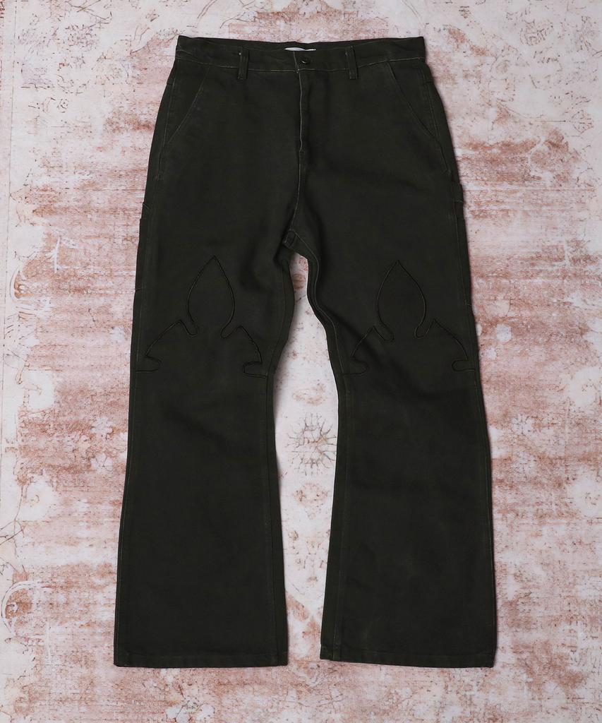 AREUBAN Peak Applique Sagging Flare Pants_Vintage Brown