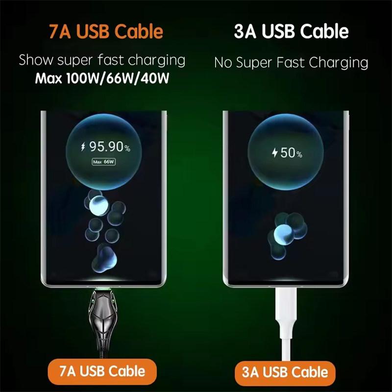 100W Type-C 7A Super Fast Charging Cable Indicator Light Datový kabel vhodný pro iPhone 6-14 Huawei Xiaomi Vivo Nabíjecí kabel pro telefony