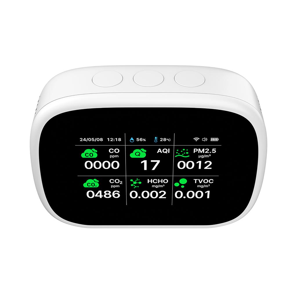 Monitor della qualità dell'aria 11-in-1 WiFi Monitor di umidità interna AQI/CO/CO₂/TVOC/HCHO/PM2.5/PM1.0/PM10/Tempe
