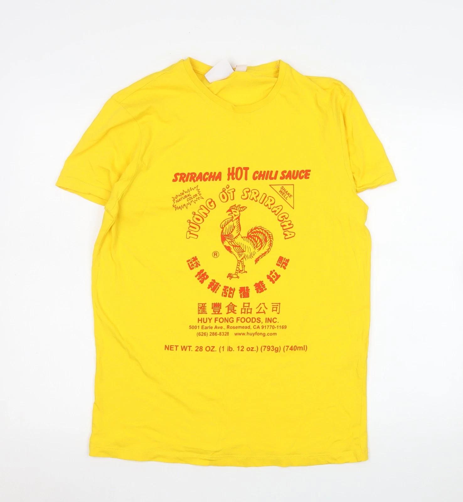 

Huy Fong Foods Mens Yellow Sriracha Hot Sauce Graphic T-Shirt M L