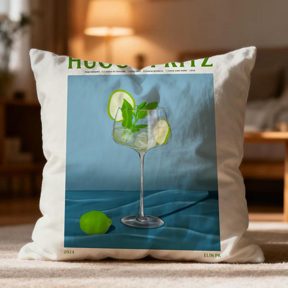 Popular H-Hhugo Spritz Cocktailed Cushion Cover Soft Washable Pillow Case Multi-Scene for Couch Bed Travel Office Use