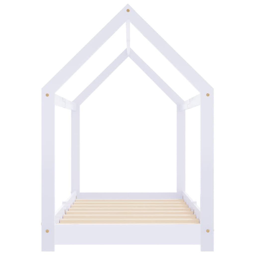 Kids  Bed Frame White Solid Pine Wood 80 x 160 cm