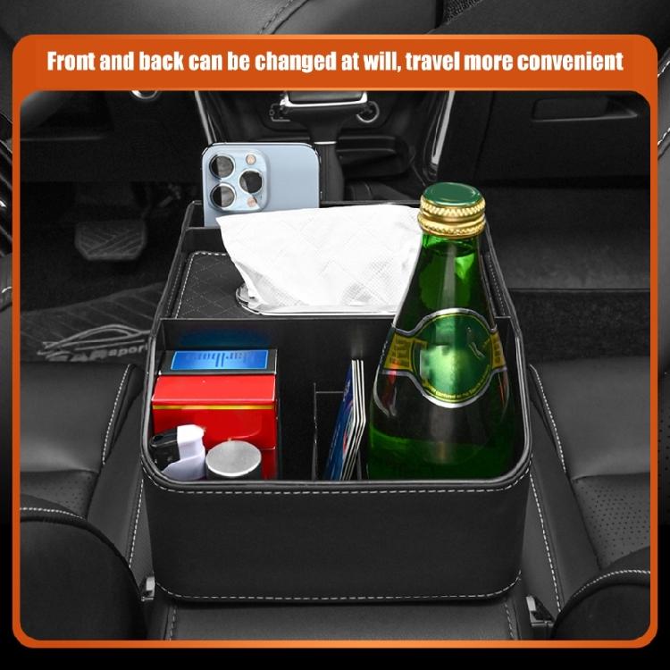 Leather Car Seating Storage Box with Cup Holder, Space Saving Organizers Suitable for Vehicle Interior Comfort Commuters