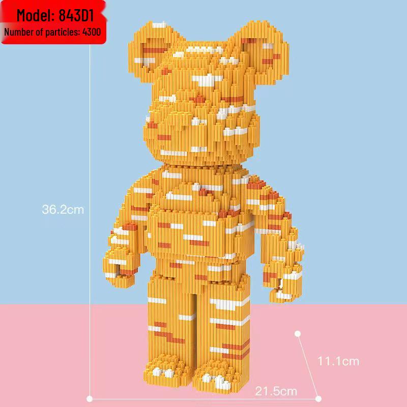 Girls' Compatible Lego: Violent Bear Building Block Series - Educational Micro-Block Interlocking Toys & Gifts