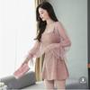2026 new women's clothing chic small fragrant temperament medium and long mesh splicing long sleeves waist and thin dress women