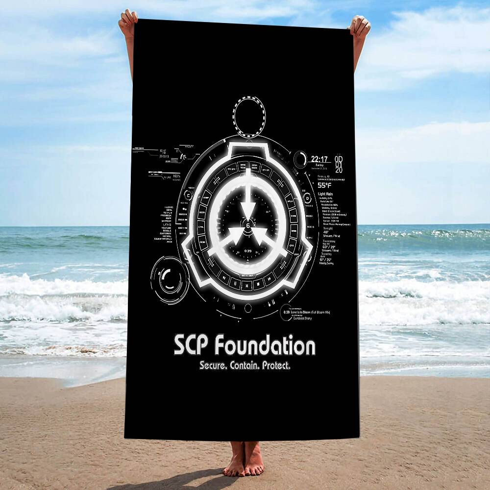 Asciugamano da Spiaggia Classico Gioco Fondazione SCP Anime Morbido Assorbente Lavetta Regali per Bambini Viaggio Campeggio Palestra