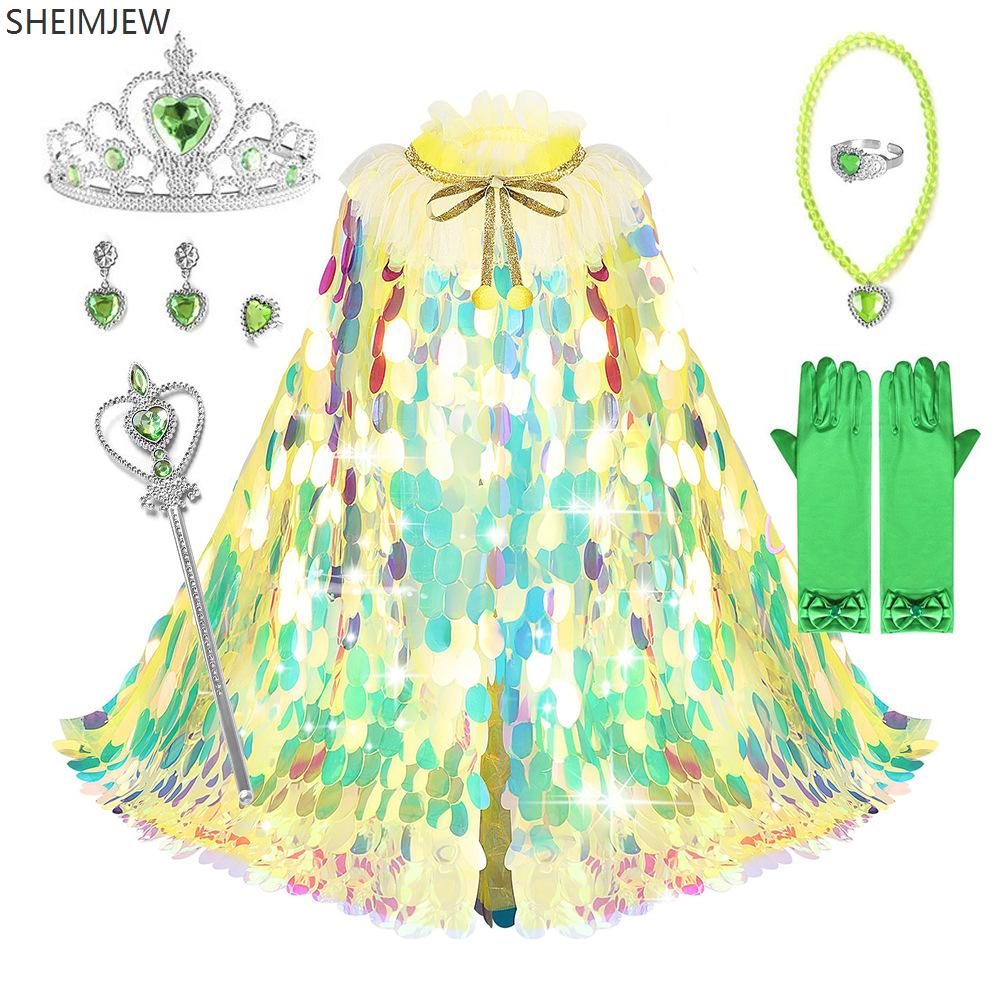 Mermaid Princess Role Play Cape Toy Sequined Clothes Children Girls Halloween Carnival Birthday Party Dress Up Exquisite Capes
