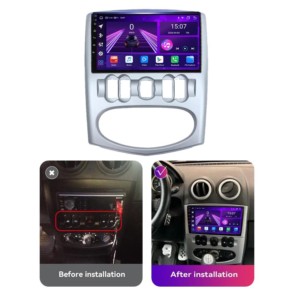 Android Car-Play Car Radio For Renault Logan Sandero 1.6 2008 -2012 Multimedia Player Head Unit Stereo GPS Navigation BT WIFI,8 CORE ,2+32GB