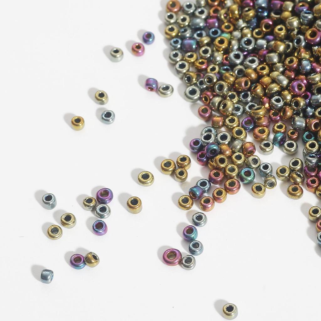 2/3/4mm Metal-Colored Glass Rice Beads for DIY Jewelry Making