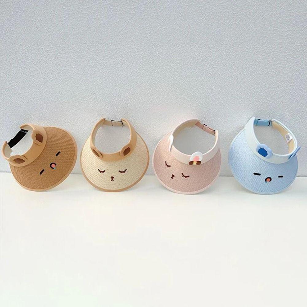 Sun Hat Children Straw Sun Hat Shading Hat Children's Visor Hat Cartoon Sunshade Hat  Beach