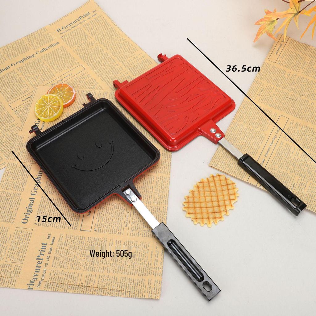 Introducing the "Double-Sided Striped Grill Pan" – perfect for sandwiches, steaks, and eggs.