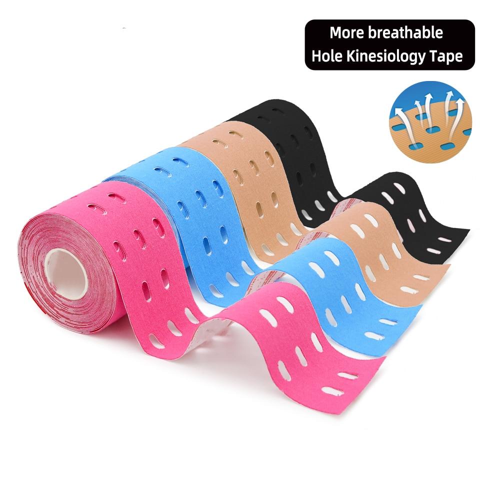 Hole Kinesiology Tape Medical Elastic Sport Athletic Tape for Muscle Support Strain Injury Ankle Wrists Knees Pain Relief 5CMx5M