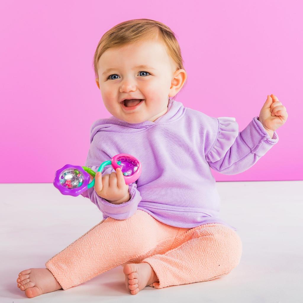 Bright Starts Barbell Rattle 8672 (Ages 3+), Pink,