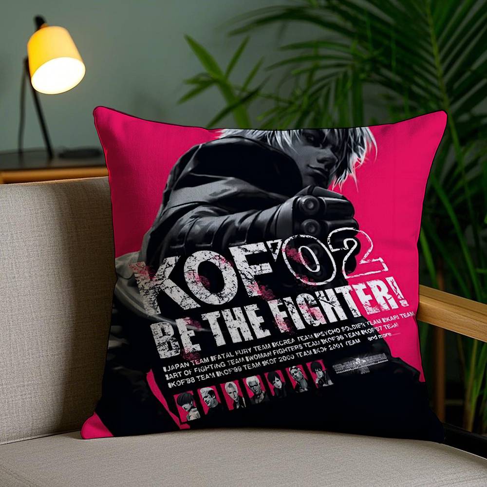 K-KOF The King of F-Fighter Pillow Case Office Sofa Dorm Chair Back Short Plush Double-sided Printing Home  Cushion Cover