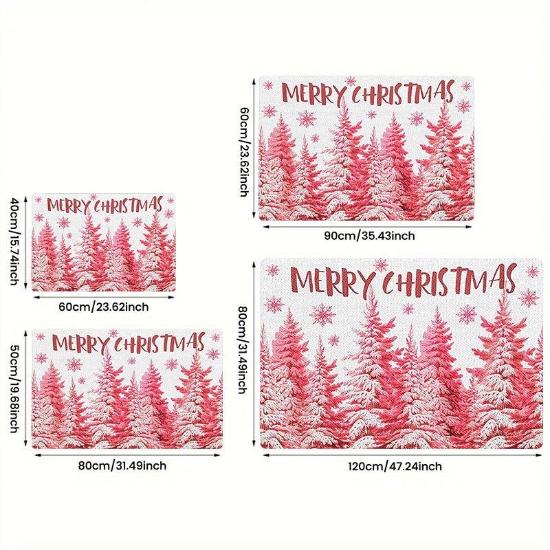 1Pcs Anti Fatigue Kitchen Rugs Snowy Pine Trees Waterproof Non-Slip Thick Cushioned Kitchen Mat Heavy Duty Comfort Standing Mat for Kitchen