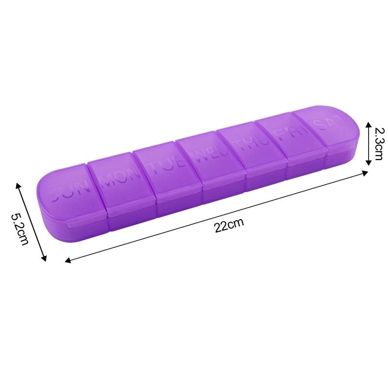 

1 large-Capacity 7-Compartment Medicine Box Pill Storage Box Pocket Medicine Box With Partition Dust-Proof And Moisture-Proof фиолетовый