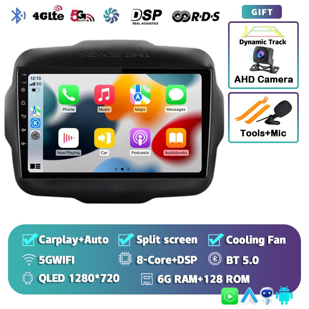 Android 14 Carplay Auto Car Radio For Jeep Renegade 2016-2020 GPS Navigation Multimedia Video Player Autoradio Stereo WIFI+4G BT