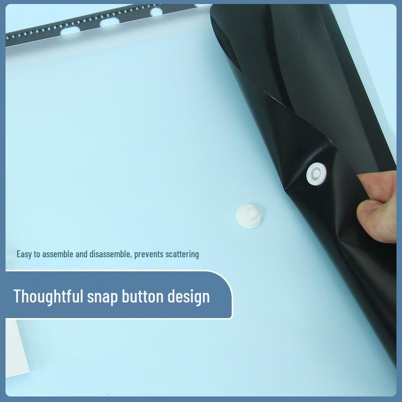 11-Hole 3D A4 Transparent Snap-Button File Bag with Card Holder - Colorful Student Document Organizer