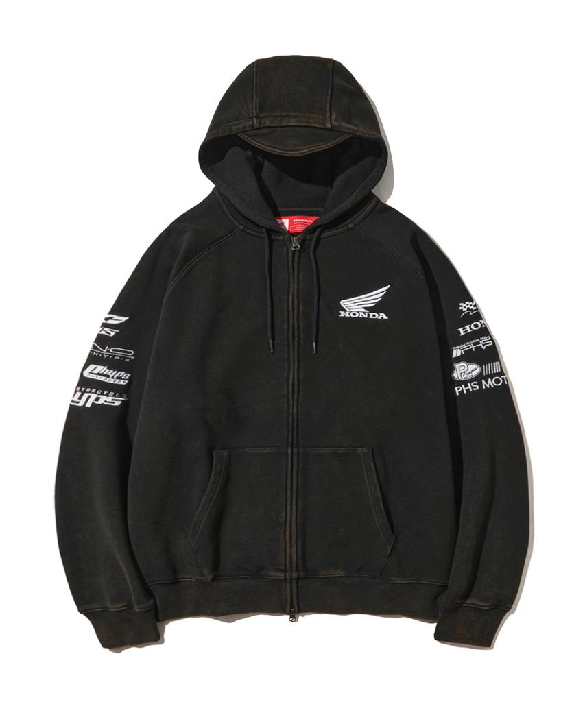 Phyps Felpa con Cappuccio e Zip da Motociclista Honda Racing_Nero