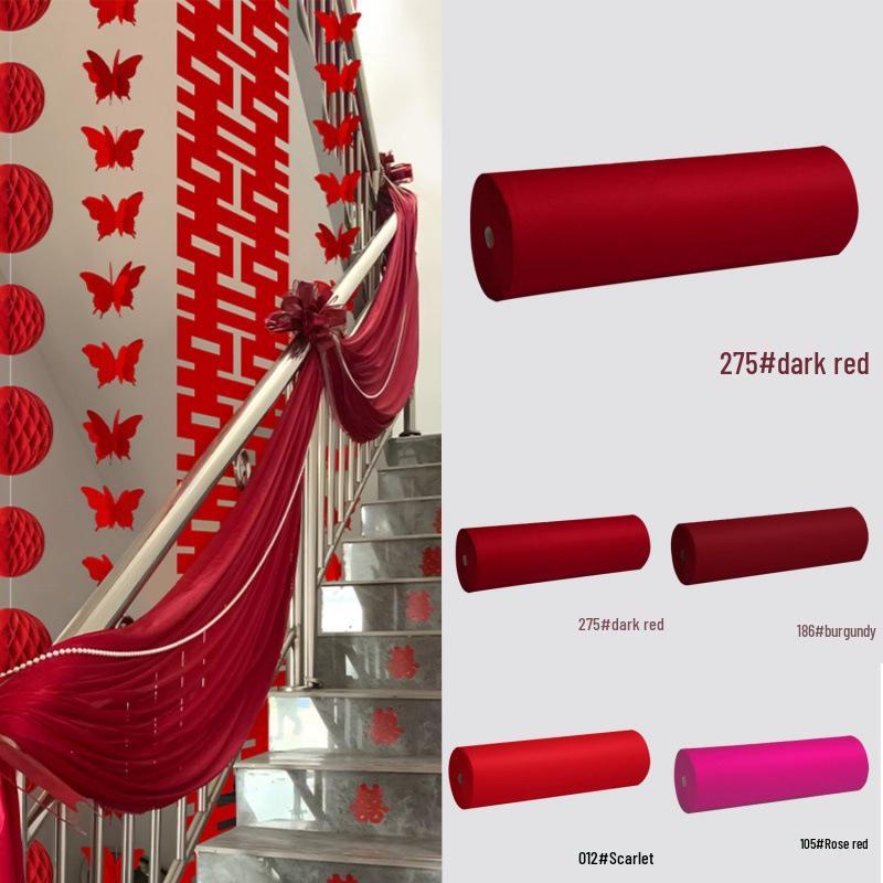 Red Wedding Wave Decoration: Elastic Silk Drapes for Stair Handrails and Indoor Ceilings