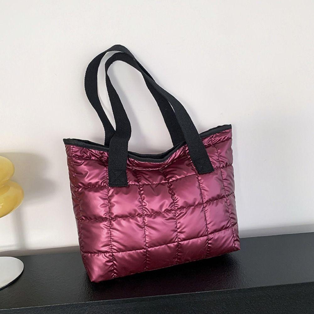 Underarm Down Cotton Tote Bag Soft Puffy Bag Trendy Cotton-padded Handbag  Girls