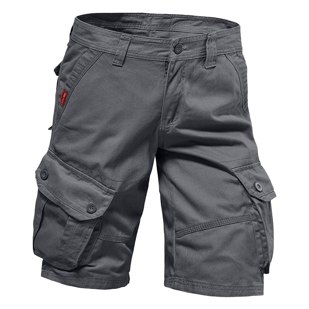 Men's Summer Multi-Pocket Cargo Shorts Men's Casual Fashion Solid Color Loose Cargo Shorts