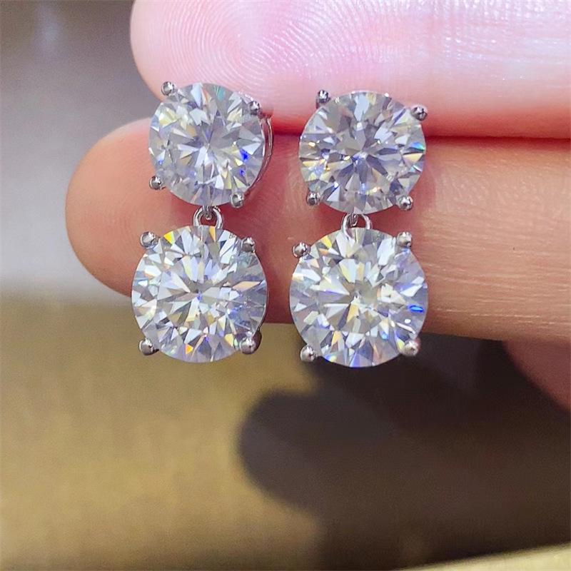 10 Carat Moissanite Water Drop Unisex Earrings – European & American Hip Hop Style Niche Design