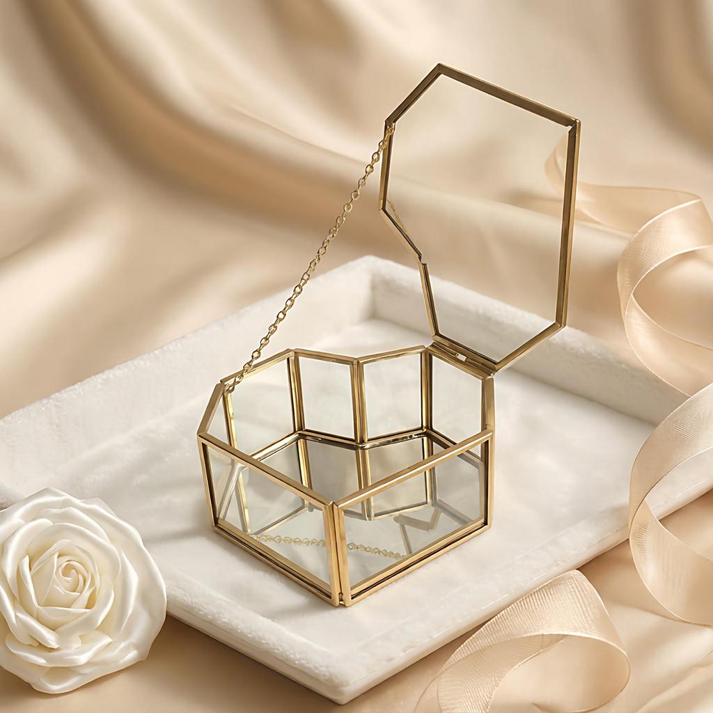 Glass Heart-shaped Jewelry and Cosmetic Storage Box - Perfect for Wedding Proposals or Gifts