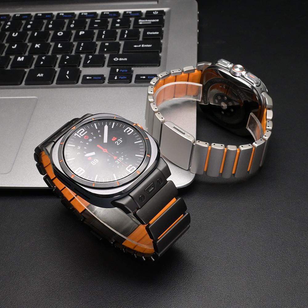 Titanium Band for Samsung Galaxy Watch Ultra2 2025 Luxury Metal Strap for Samsung Galaxy Watch Ultra 47mm 2024 Rubber Bracelet