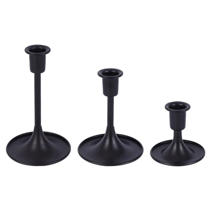 

Antique Styles 3Piece Iron Candle Holders Stand Set Intricate Carving Design For Living Room Centerpieces Gift чорний