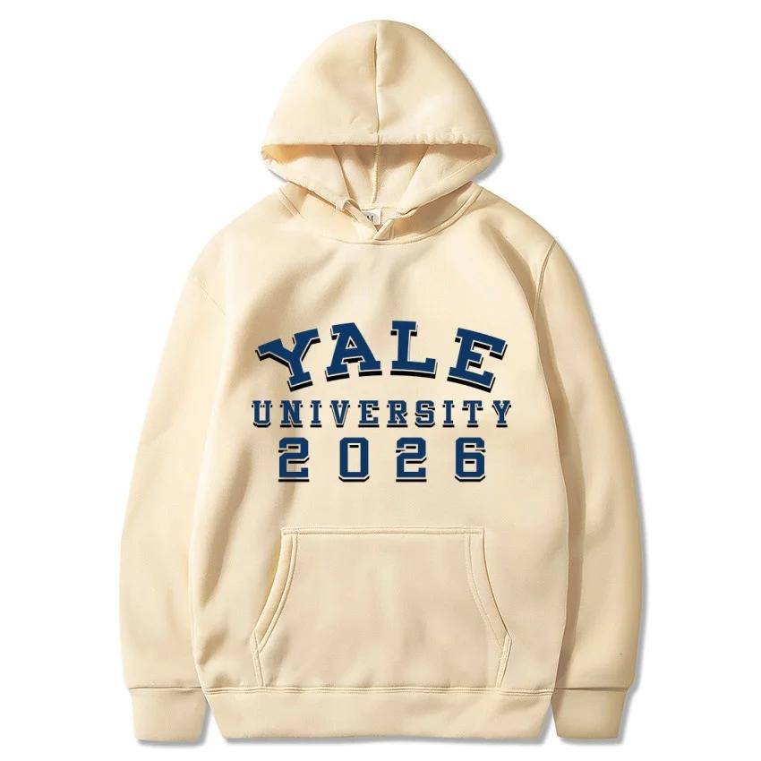 Yale University School Uniform for Autumn and Winter  Classic Solid Color Hoodie Daily Casual Fashion Long Sleeve Warm Hoodie