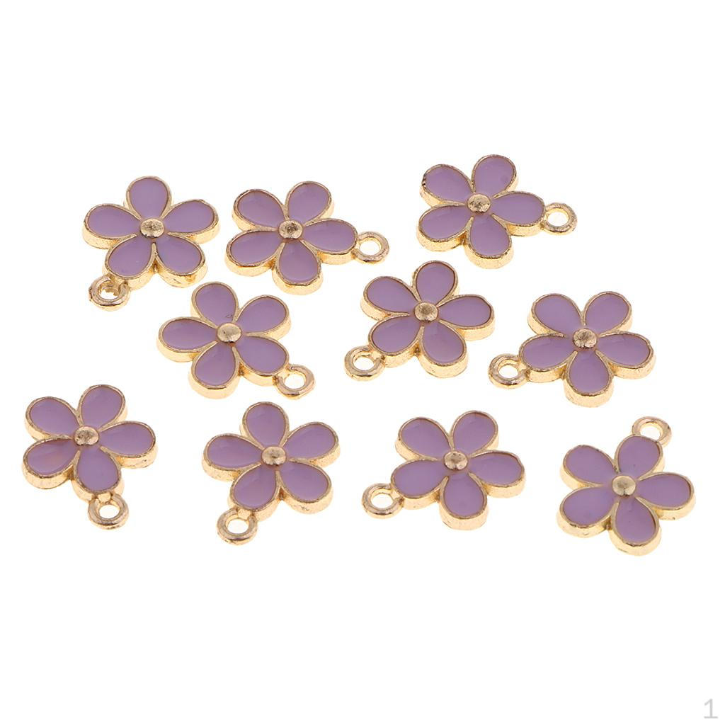 10 Colorful Flower Charm Pendants for Jewelry Making crafts Small Bulk Charms Necklace Bracelet