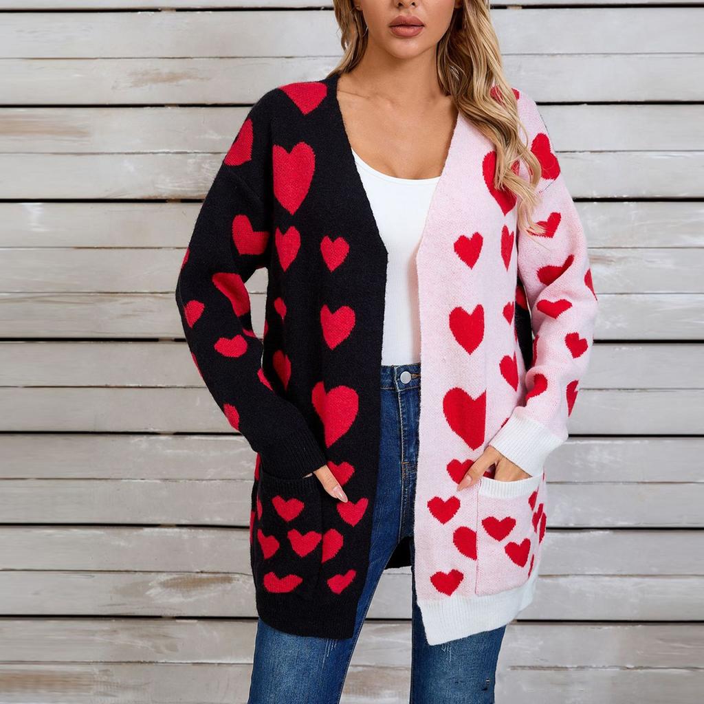 Women's Casual Fashion Cardigan Heart Sweater Knitted Cardigan Bottoming Shirt