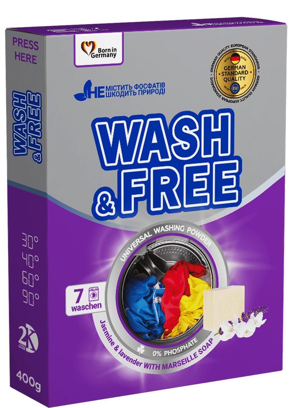 

Пральний порошок Wash&Free Жасмин і Лаванда з марсельським милом 400 g