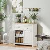 Sideboard Storage Cabinet, Modern Kitchen Cupboard with Adjustable Shelf, Drawer and Double Doors, Cream White