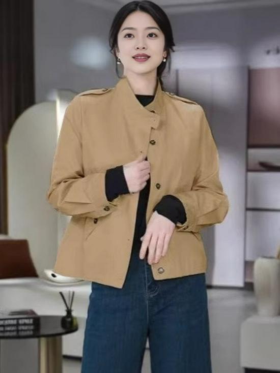 Stylish Stand Collar Women's Short Trench Coat - Age-Reducing, Loose Fit for Spring & Autumn 2026