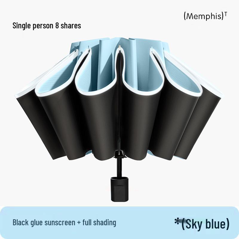 72-Rib Automatic Ring Buckle Umbrella: Portable, Reinforced, Dual-Use for Sun & Rain, Folding Hook Design for Men & Women