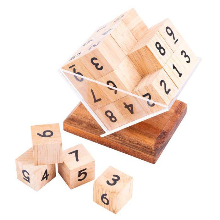 Casse-tête en bois - Cube Sudoku - Niveau intermédiaire - 27 pièces - Pour 1 joueur - Mixte