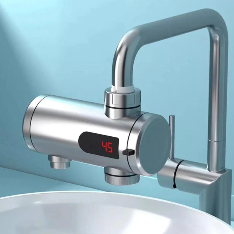 Instant Electric Water Heater 3300W EU Plug Under Sink 220V Kitchen Bathroom Tankless Hot Water Faucet Heater 360° Rotatable