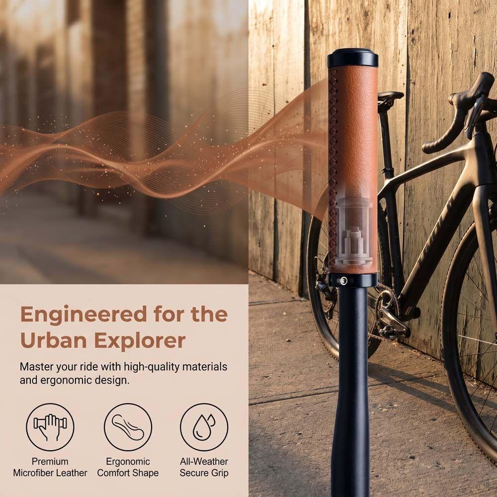 Leather Material Bike Leather Handle Cover Shock-absorbing Bike Cowhide Grip  Bicycle Accessory