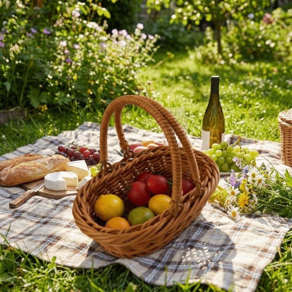 Einfacher Aufbewahrungskorb aus Imitationsrattan Haushalts-Tablett aus Kunstweide Obstaufbewahrungskörbe Hotelnutzung