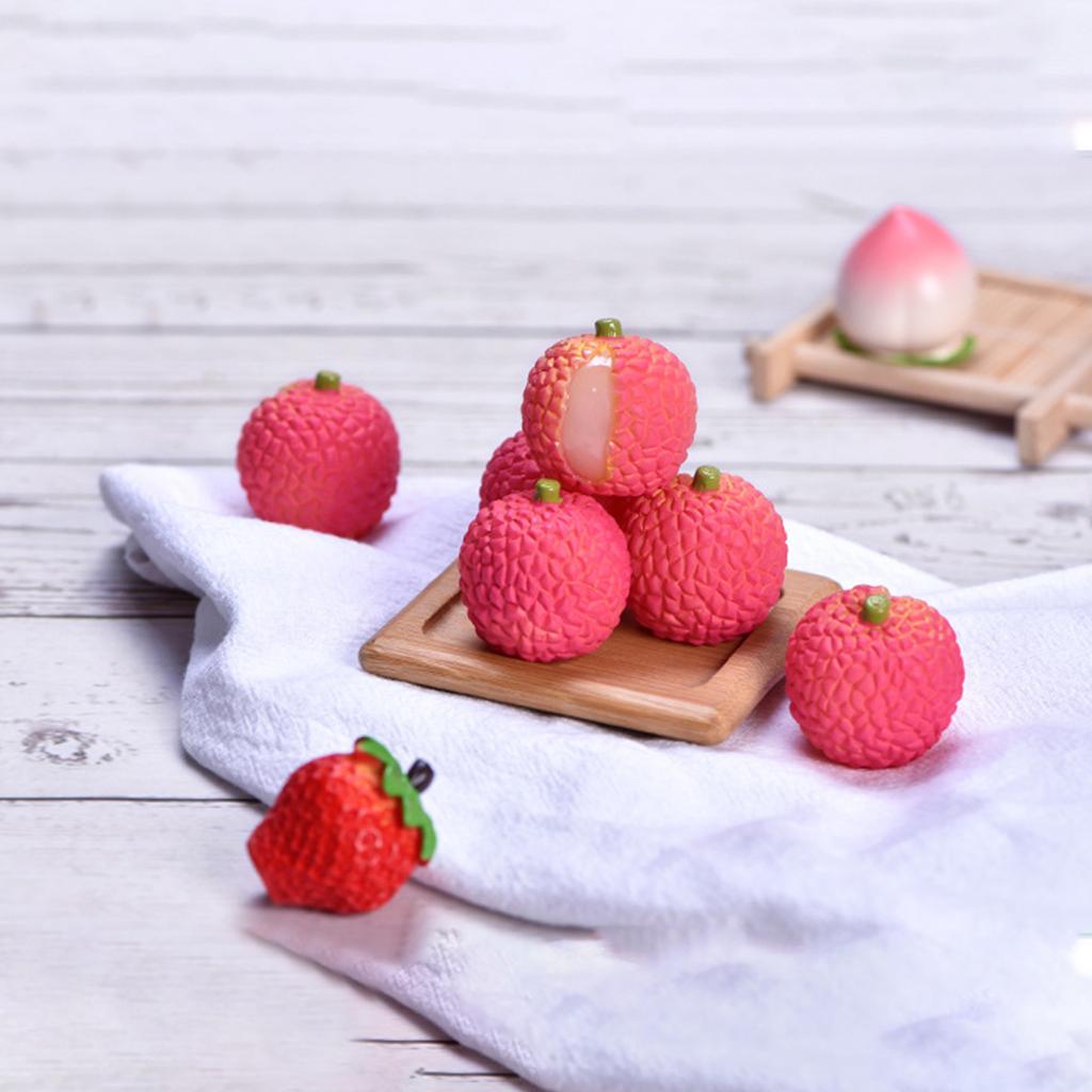 Figurine Miniaturi Litchi Simulat Fructe Căpșuni Micro Ornamente Peisagistice Pentru Decorări Acasă Accesorii Decor Biroul
