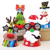 Cartoon Joyful Christmas Party Hats For Kids With Delightful Snowman And Reindeer Print