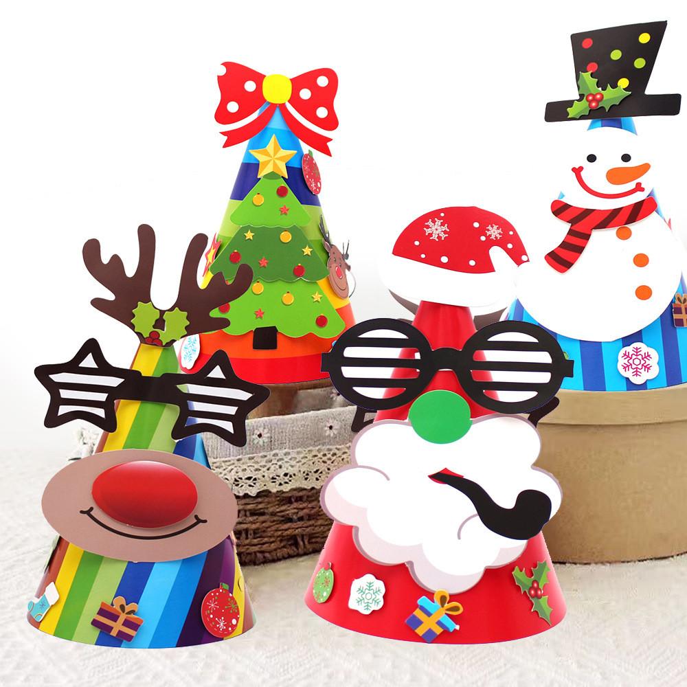 Joyful Cartoon Christmas Party Hats For Kids With Delightful Snowman And Print Reindeer
